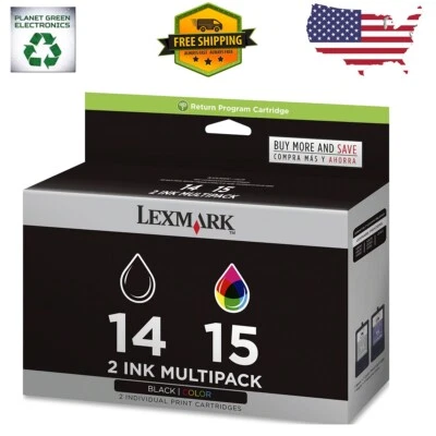 New Genuine Lexmark 14 15 2PK Ink Cartridges X Series X2630 X2650 Z Series Z2320 - Image 1 of 4