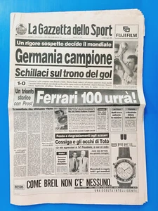 Zeitschrift Dello Sport 9 Juli 1990 Italien 90-GERMANIA Meister Der Welt Ferrari - Zdjęcie 1 z 10