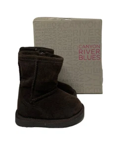 NEW Baby Girls Canyon River Blues Alexa Brown Faux Suede Sherpa Warm Boots Sz 2 - Picture 1 of 9