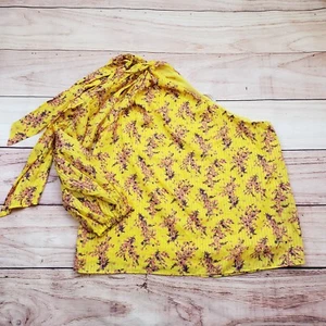 Ulla Johnson Shirt Womens 10 Yellow Pink Blouse One Shoulder Top Floral Silk - Picture 1 of 9