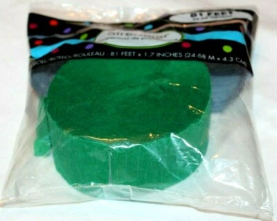Amscan Paper Crepe Festive Green Streamer - 81 ft - 1 Roll - Image 1 of 3
