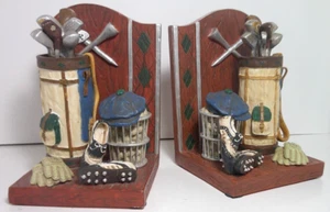 VINTAGE Golf Bag Themed Book Ends - Set of 2 , Highland Ridge co. - Picture 1 of 4