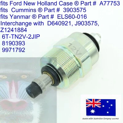 Se adapta a solenoide de cierre de combustible Case Z1241884, 6T-TN2V-2JIP, 8190393, ELS60-01625 Foto 1 de 4