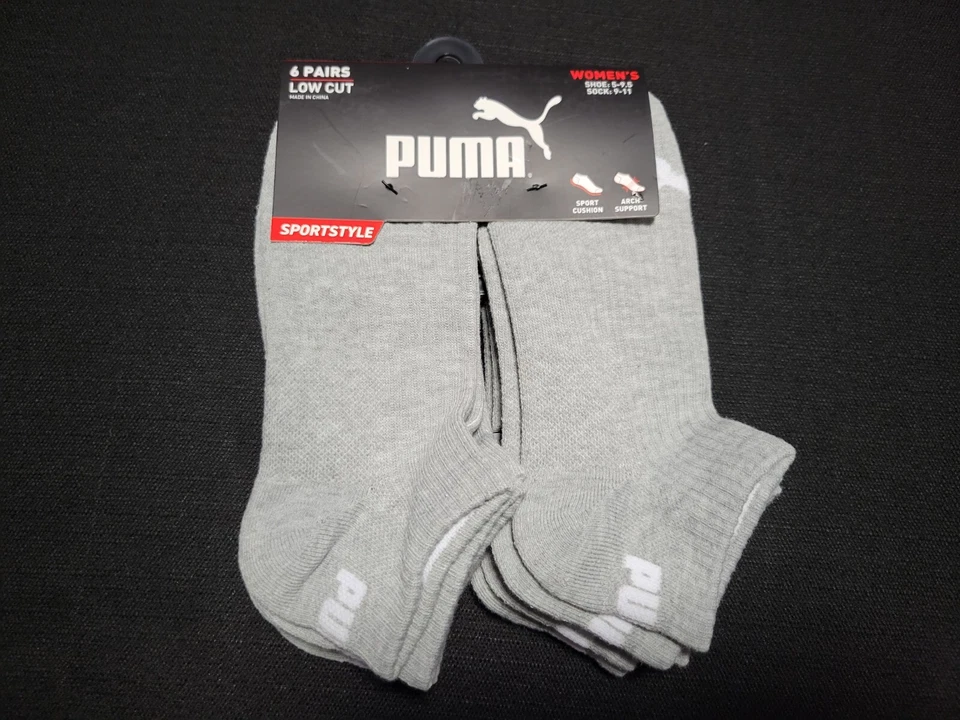 Puma Mujer Rendimiento Acolchado - Corte Bajo 6 Pares Calcetines Estilo Deportivo Talla - 5-9.5 Foto 1 de 4