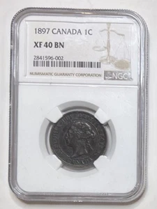 1897 Canada Large Cent 1C NGC XF 40 BN - Picture 1 of 2