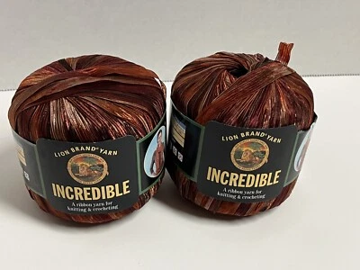 2 balls Lion Brand Incredible ribbon yarn Autumn Leaves #206 same dye lot - Image 1 of 4