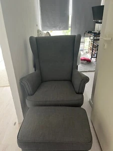 Set Ohrensessel Strandmon Ikea gemütlicher Sessel mit Hocker Grau - Bild 1 von 3