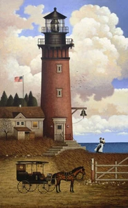 Charles WYSOCKI Daddy's Coming Home Limited Edition Canvas art Lighthouse - Picture 1 of 9