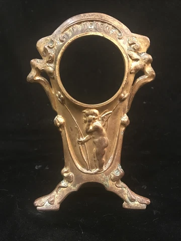 Antique Vintage Art Nouveau Victorian Cast Metal Clock Cupid With Bow Case Only Cover