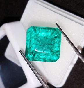 Piedra preciosa suelta esmeralda verde colombiana natural 10,12 quilates certificada transparente - Imagen 1 de 9