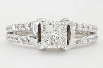 Princess Brilliant Cut Diamond Split Shank Engagement Ring 1.25 ct Retail $2,995 - Image 1 of 4