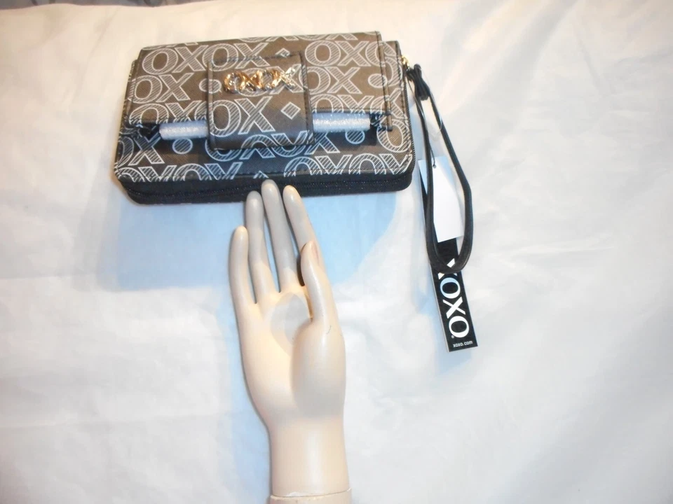 Cartera para mujer XOXO con cremallera alrededor gris/negro GRANDE Foto 1 de 4