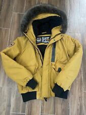 SUPERDRY Everest Mountain Parka Expedition Coat,  Fur Hooded Top, Mustard Sz M