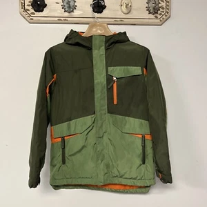 Lands End Kids Boys Jacket w/ Hood Green & Orange M 10/12 - Picture 1 of 11