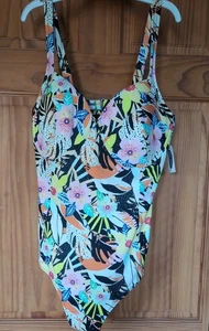 Einteiler Badeanzug Damen Gr. 1X Plus Blumenmuster tropische Träger Strand BH-Top Neu mit Etikett - Bild 1 von 11