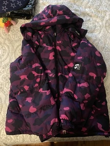 BAPE  Relaxed Fit Down jacket XL PURPLE Camo Authentic Rare! - Picture 1 of 9