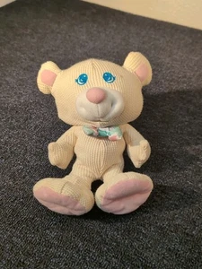 Fisher Price 1994 Cozies Cream 10" Waffle Weave Stuffed Bear Plush Blue Eyes - Picture 1 of 6
