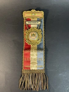 Antique Brotherhood of Painters Decorators Paper hangers Badge Ribbon - Picture 1 of 15