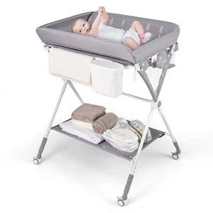 Portable Baby Changing Table W/ Storage Basket 3-Level Adjustable Height Shelf - Picture 1 of 8