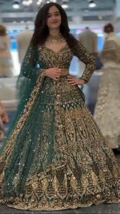 WEDDING LENGHA INDIAN DESIGNER BOLLYWOOD LEHENGA CHOLI NEW PARTY PAKISTANI WEAR - Imagen 1 de 5