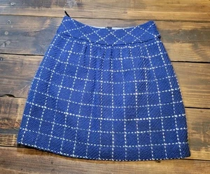 Maeve Anthropology A-line Skirt Blue Plaid Tweed Sz 8 Lined Pockets Wool Blend - Picture 1 of 12