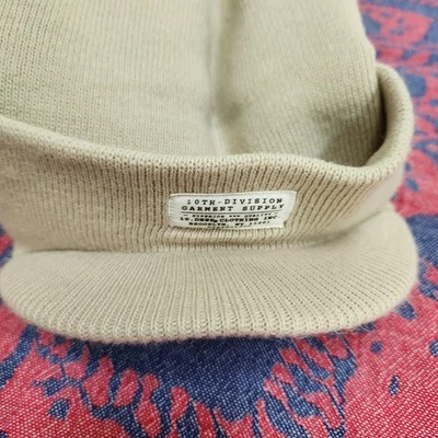  10 Deep 10th Division Logo Patch Brim Beanie Hat Tan Winter Skull Cap Unisex - Image 1 of 4