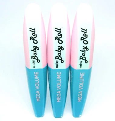3 x L'OREAL loreal MEGA VOLUME miss Baby Roll MASCARA - TEAL BLUE / türkis