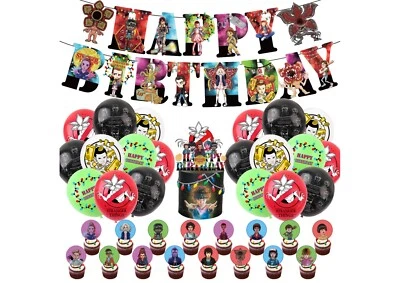 ALL FESTIVALS Stranger Things Birthday Banner, Stranger Things Balloons, Stranger Things Cake