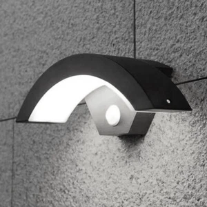 Modern Curved Outdoor LED Wall Light PIR Motion Sensor Lamp Garden Porch Outside - Picture 1 of 15