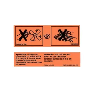 Jeep Engine Fan & Radiator Warning Decal Pair - Fits Cherokee XJ/MJ Comanche - Picture 1 of 5