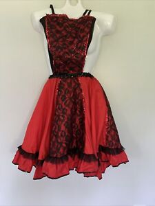 Costume Black Red Laced Sequinned Dance Skirt Size S/M Homemade