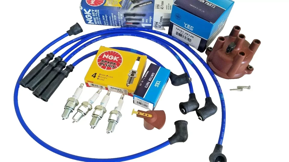 Toyota 22R RE Pickup & 4-Runner 84-92 NGK Spark Plugs & Wires - YEC Cap & Rotor - Image 1 of 1