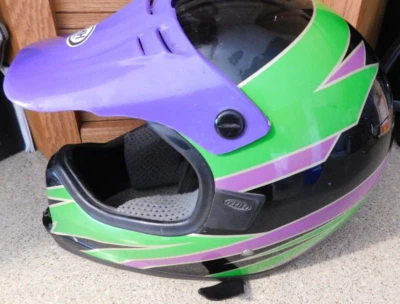 25-345 Arctic Cat XXL Snowmobile Helmet THH DOT T-660 Purple Green Black Silver - Image 1 of 4