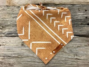 Dog Bandana, Mustard Mud Cloth Arrow Cross Dot Boho Stripe Rustic Bohemian - Picture 1 of 8