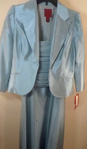 New JS Collections 90s Formal S Sleeveless Gown 6 Mint Blue Beads Jacket Set - Picture 1 of 18