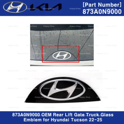873A0N9000 OEM Rear Lift Gate Truck Glass Emblem for Hyundai Tucson 22-25 - Image 1 of 3