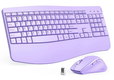 Wireless Keyboard and Mouse Combo 2.4G Purple Rare New Ergonomic - Image 1 of 4