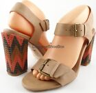 $188 ELLA MOSS TESSA Caramel Multi Designer Open Toe Sandals Heels 6.5