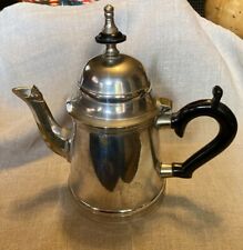 Vintage Silverplate Coffee Tea Pot Black Handle Swan Neck Spout India