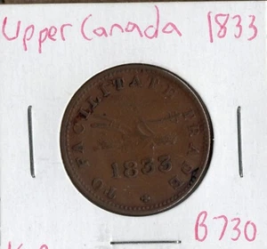 Moneda Alto Canadá 1/2 Penny Token 1833 B730, para facilitar el comercio - Imagen 1 de 4