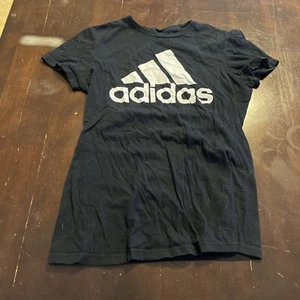 Adidas Amplifier Tee Sz Small Short Sleeve T Shirt Womens Black With White Logo - Picture 1 of 4