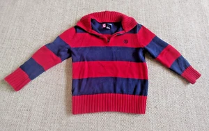 Boy's Chaps L/S Rugby Striped 1/4 Zip Pullover Sweater Sz 4 - Picture 1 of 6