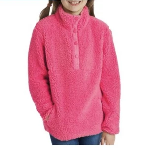 Member's Mark Kids Cuddly Sherpa 1/4 Zip Sherpa Pullover 5/6 Pink Furry NWT - Picture 1 of 7