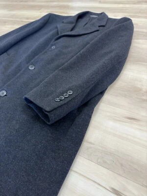 Chaps Ralph Lauren Cashmere Blend Trench Coat Mens 44R Charcoal Black Overcoat - Image 1 of 4