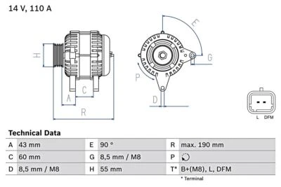 Alternador BOSCH para Nissan Kubistar Micra III 03-10 0986080140 Foto 1 de 4