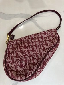 Christian Dior Bordeaux Trotter Pattern Saddle Handbag Pouch MC0073 161453 - Picture 1 of 18