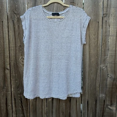 Hatch Linen Relaxed Knit Striped Sweatshirt Short Sleeve Size 0 - Image 1 of 4