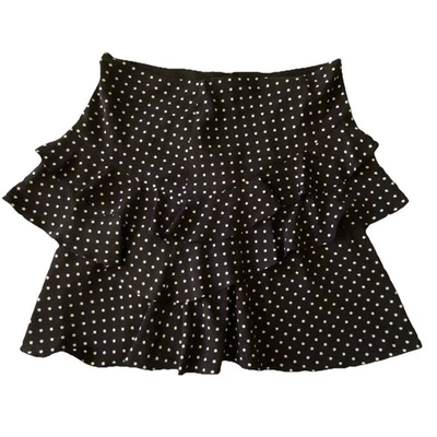 Falda Lauren Ralph Lauren Hasta la Rodilla Volantes Capas Negro Blanco Lunares 14 Foto 1 de 4