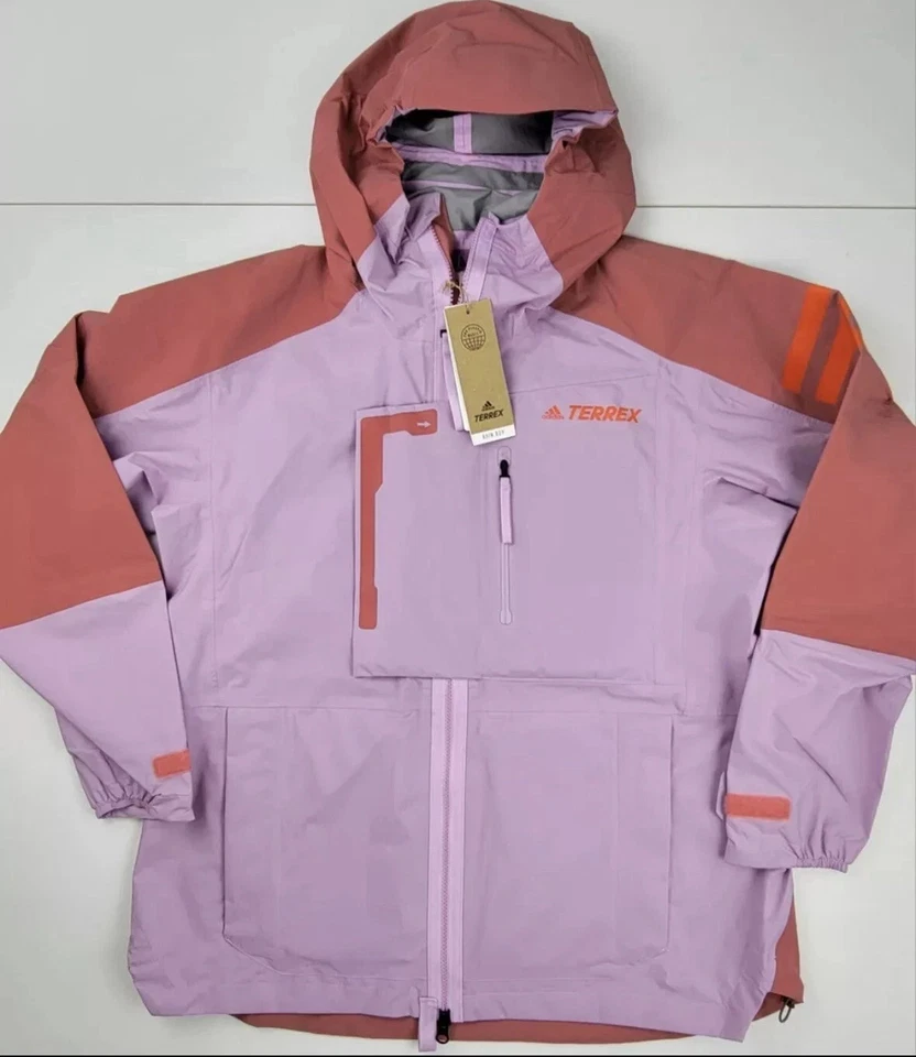 Adidas Terrex Xploric Rain RDY Hiking Jacket Women Size L Bliss Lilac HH9272