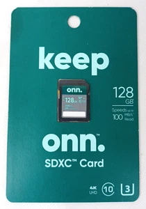 ONN 100019119 128GB Class 10 U3 SDXC Flash Speicherkarte - Bild 1 von 2